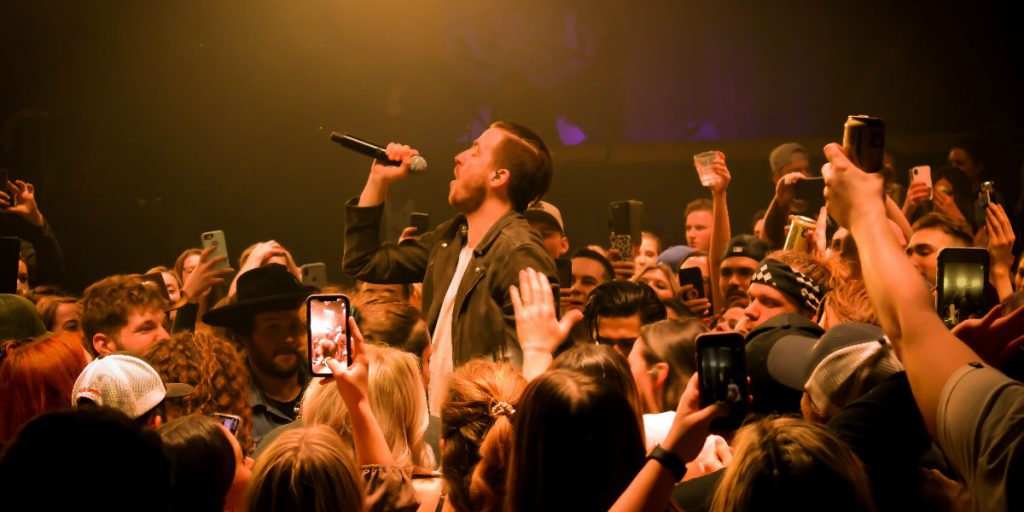 Country band LANCO performing in the crowd at Edmonton's Ranch Roadhouse