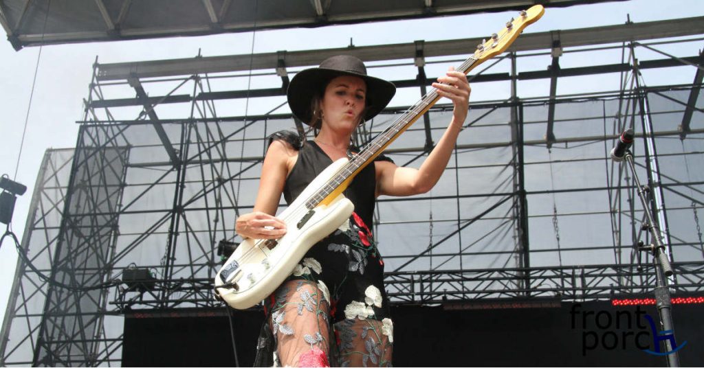 Chelsee from The Redhill Valleys playing the bass