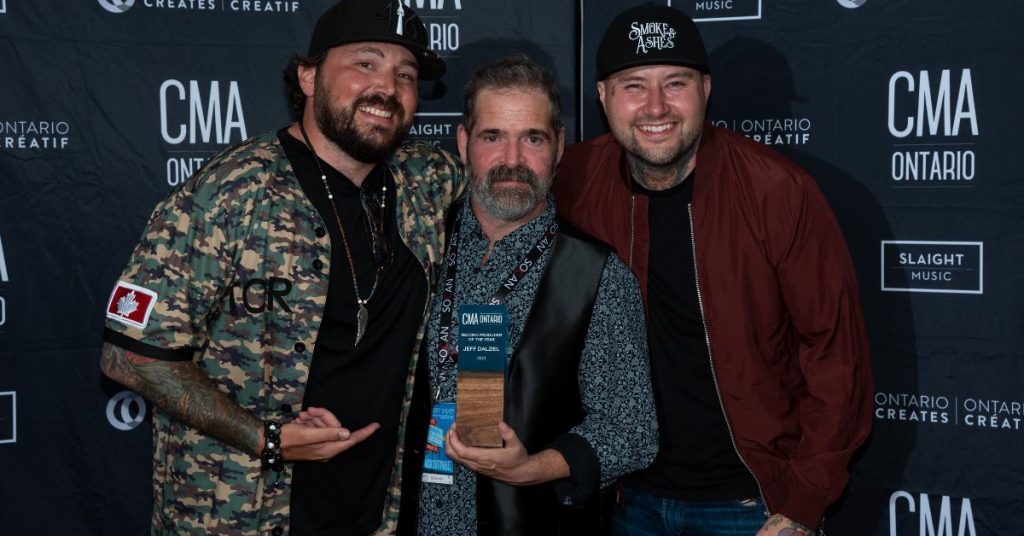 Record Producer Jeff Dalziel with his artists David Boyd Janes and Aaron Allen