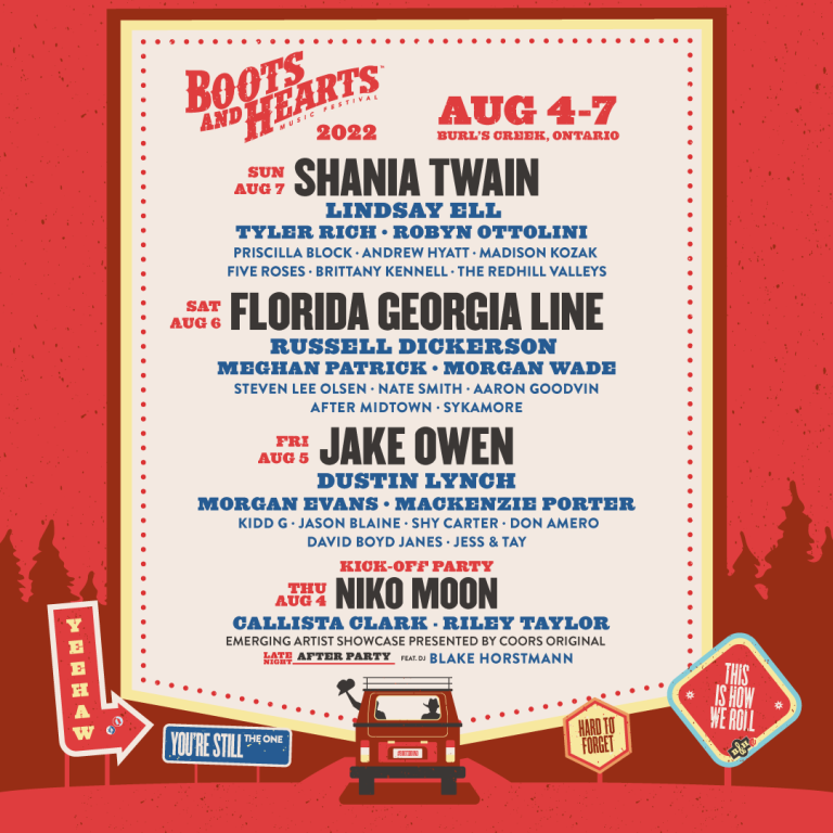 2022 Boots & Hearts Music Festival Lineup & Schedule Sam Hunt Out