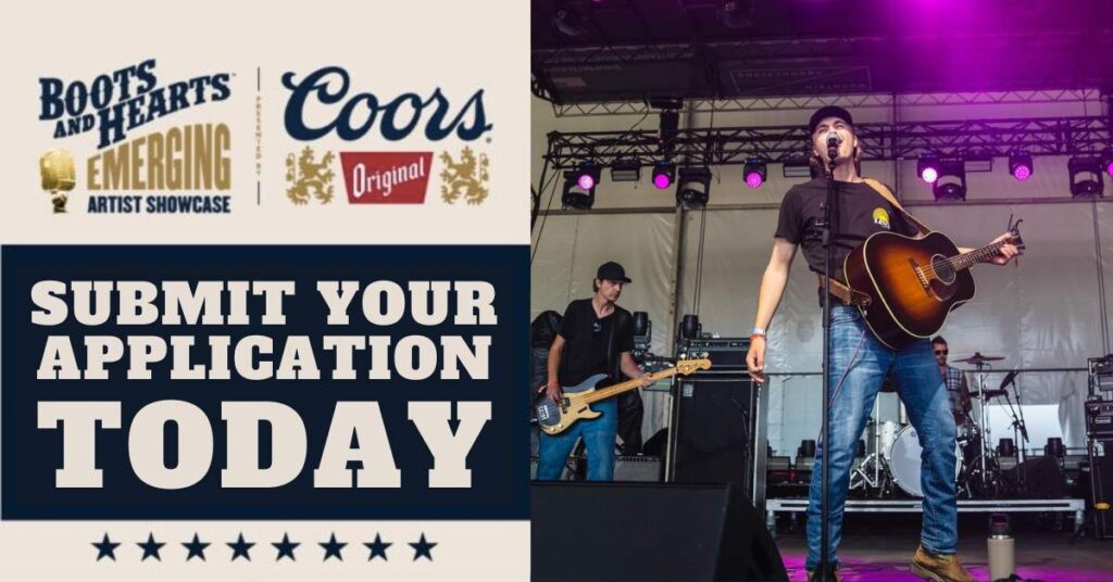 Submit your application for the 2023 Boots & Hearts Emerging Artist Showcase
