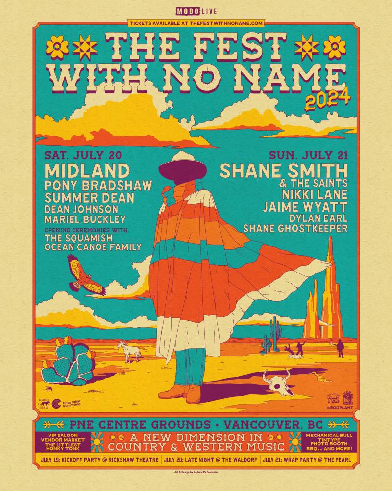 The lineup poster for the 2024 inaugural Fest With No Name festival. 