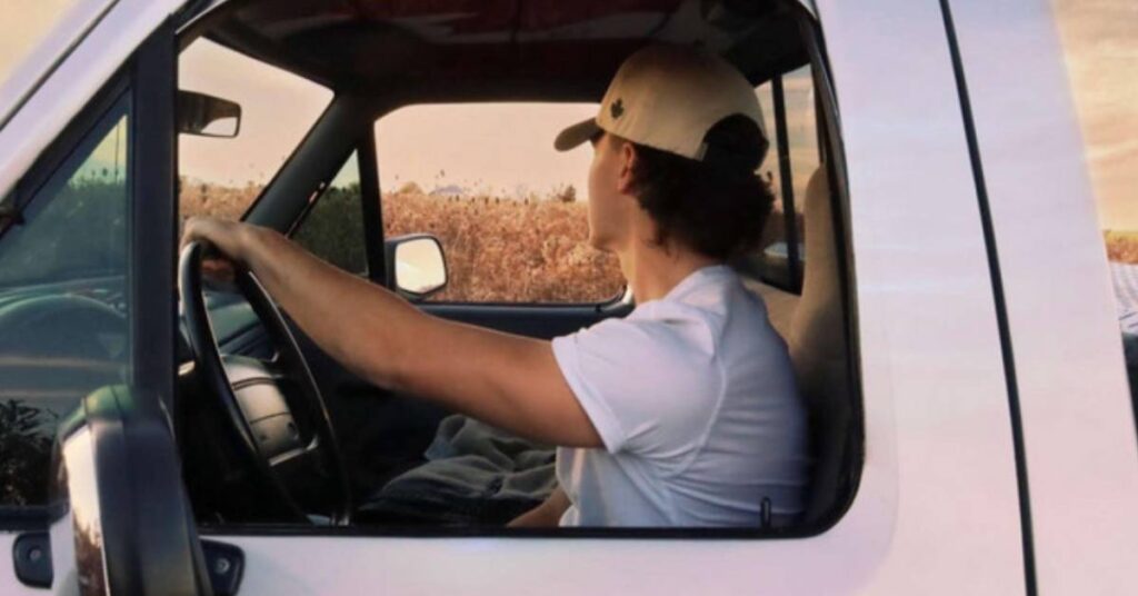 Lucas Mason Driving a truck